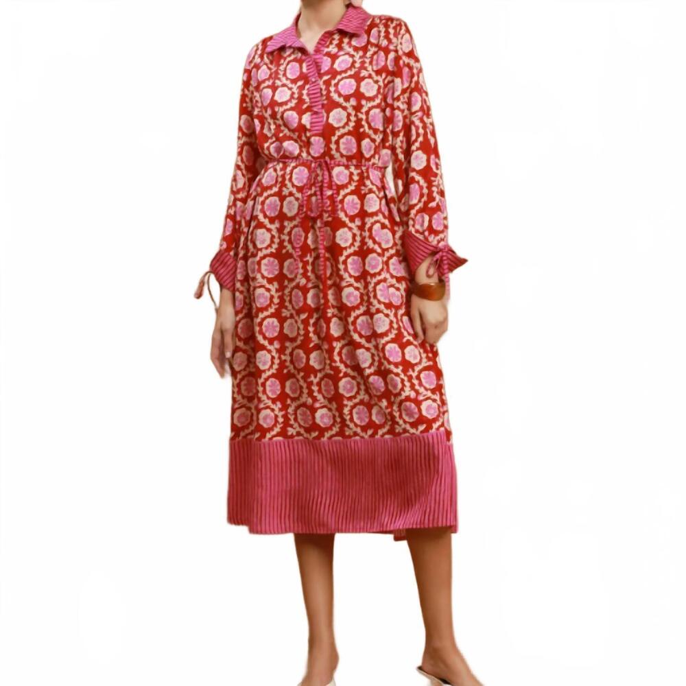 NEW UMGEE women's alexa collared midi dress in red